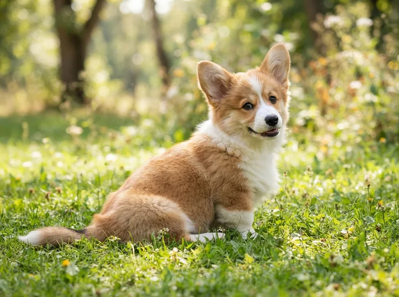 Fluffy long-coat red and white Pembroke Welsh Corgi puppy for sale in Singapore