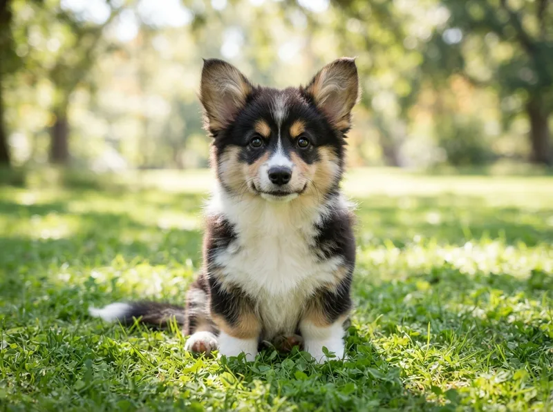 Fluffy long-coat tricolour Pembroke Welsh Corgi puppy for sale in Singapore